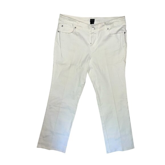 Nicole Miller Ivory White Cotton Blend Straight Leg Jeans Size 10 Womens - Picture 3 of 10